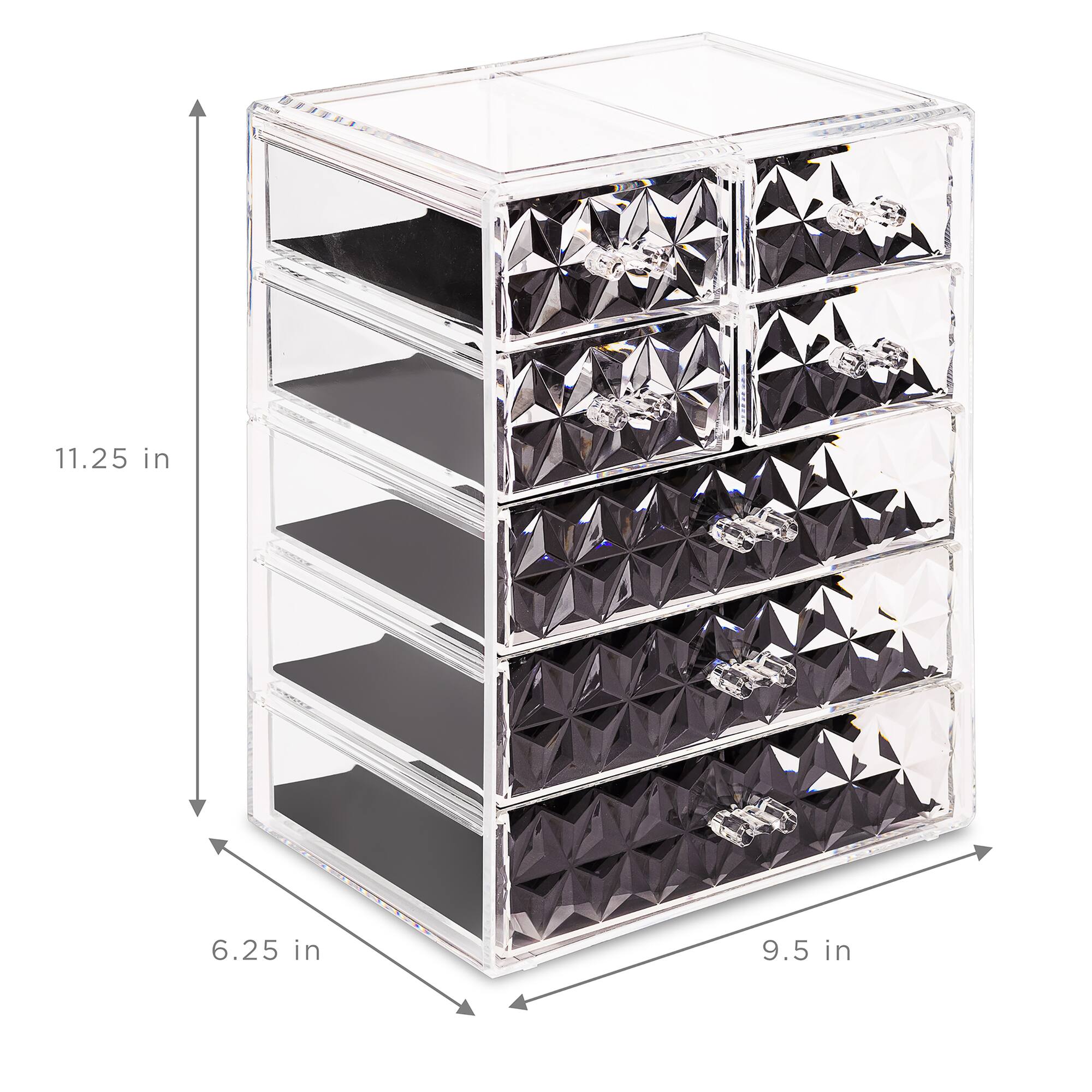 Sorbus Brown Makeup & Jewelry Storage Case with 3 Large & 4 Small Drawers